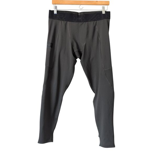 Under Armour Men's ColdGear Leggings XL Olive Green Moisture Wicking Ankle Slit - Picture 1 of 8